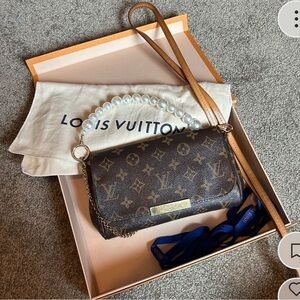 Louis Vuitton Brown Monogram Shoulder Bag with Leather Trim